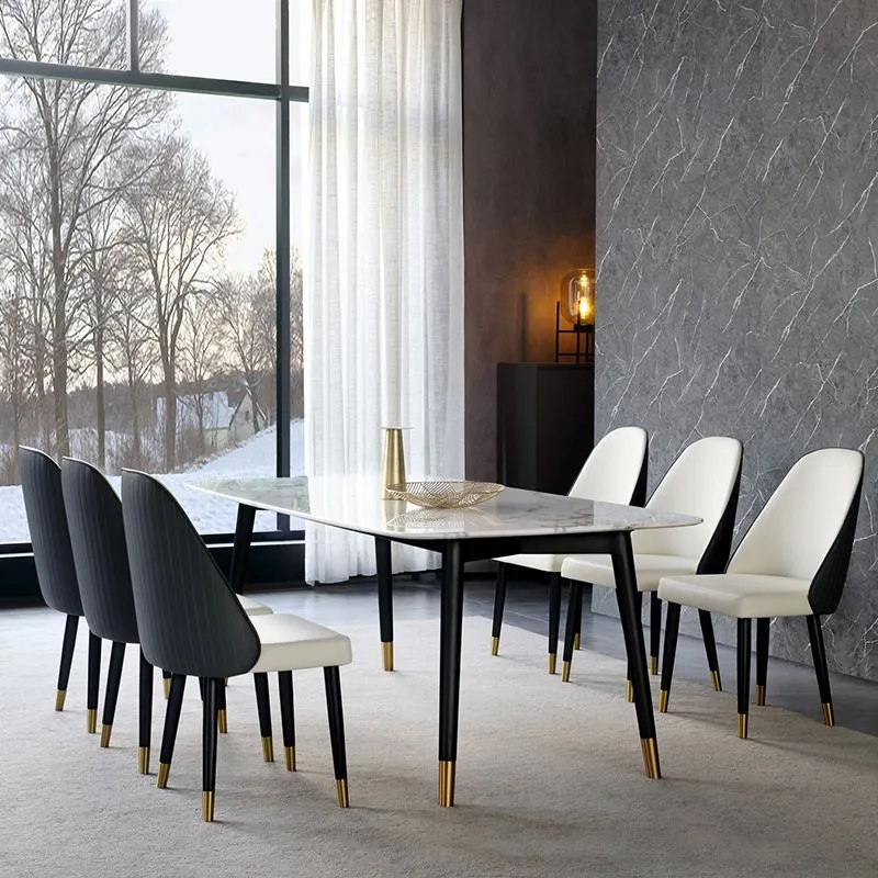 Sedie da pranzo da cucina Glam Sedie laterali ecopelle con gambe legno Clearhalo