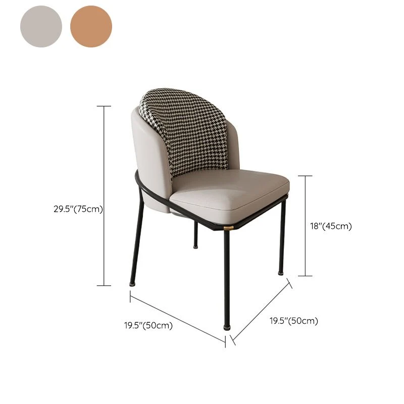 Sedie da pranzo da cucina metallo glamour Sedie laterali imbottite con gambe nere Clearhalo
