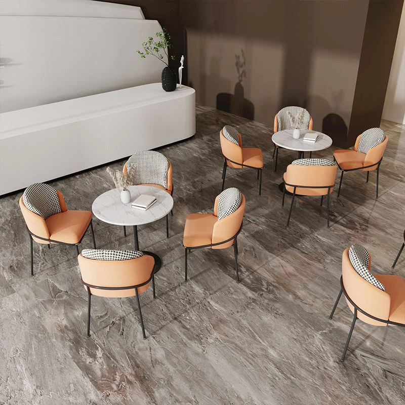 Sedie da pranzo da cucina metallo glamour Sedie laterali imbottite con gambe nere Clearhalo