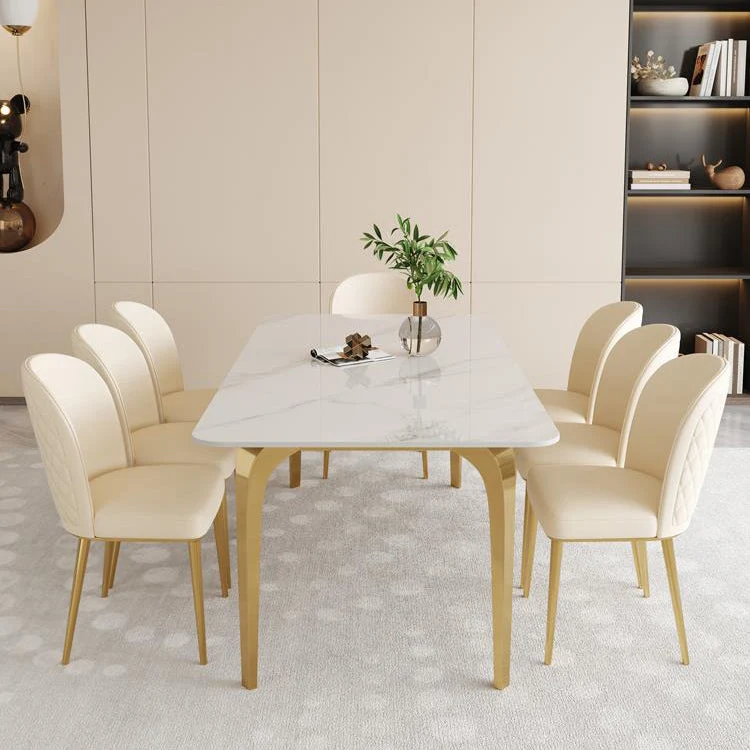 Sedie da pranzo da cucina Sedie laterali ecopelle con gambe metallo dorato Clearhalo