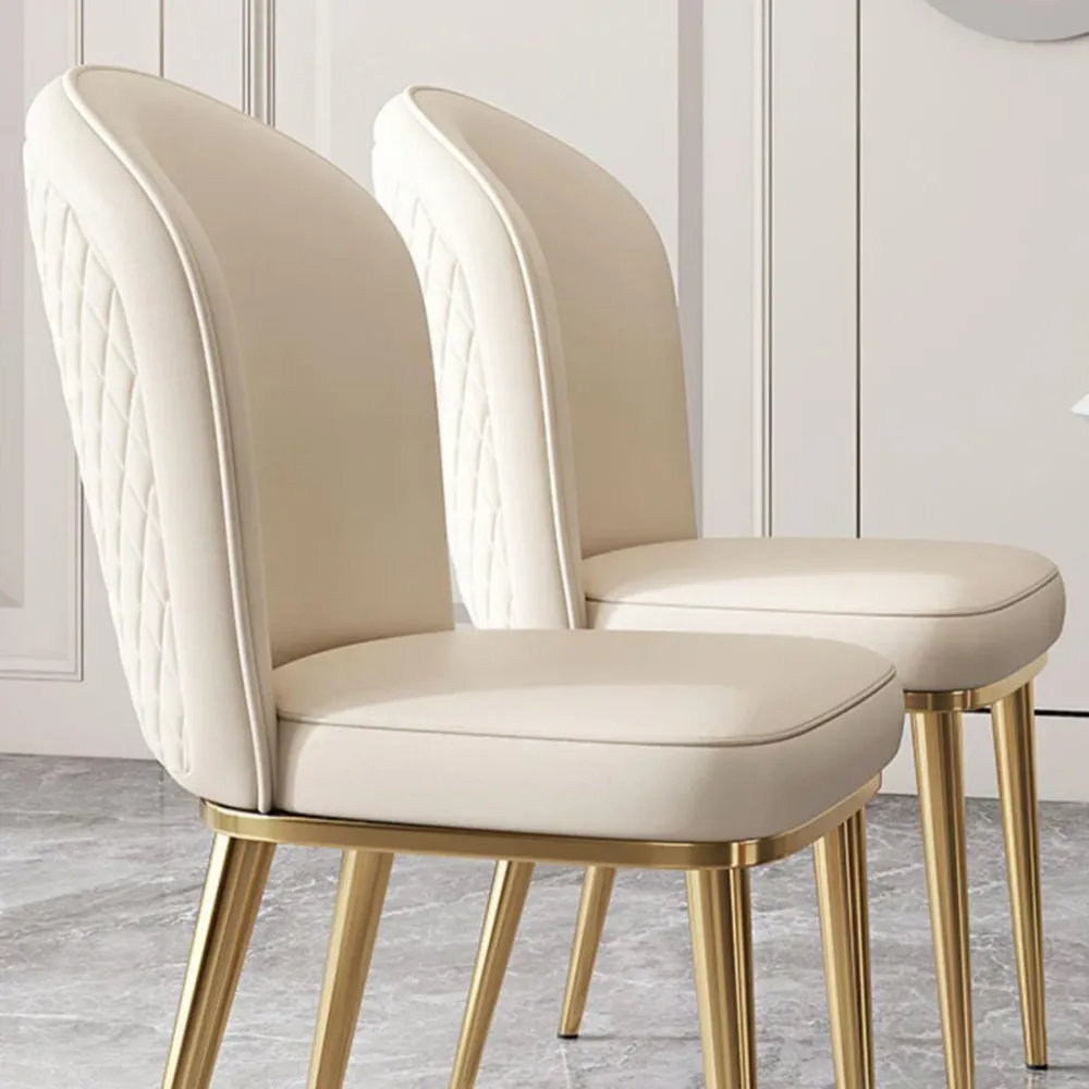 Sedie da pranzo da cucina Sedie laterali ecopelle con gambe metallo dorato Clearhalo
