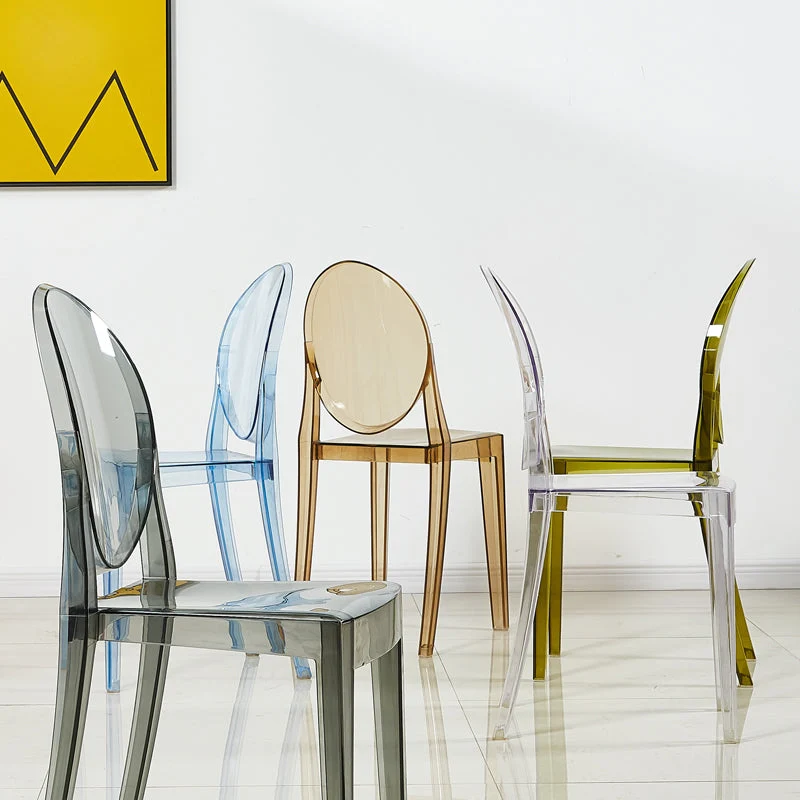 Sedie da pranzo da cucina stile europeo glam plastica con apertura sul retro Clearhalo