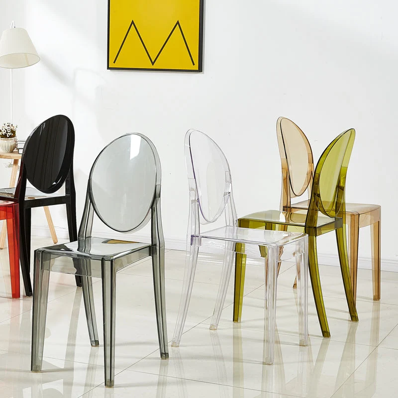 Sedie da pranzo da cucina stile europeo glam plastica con apertura sul retro Clearhalo