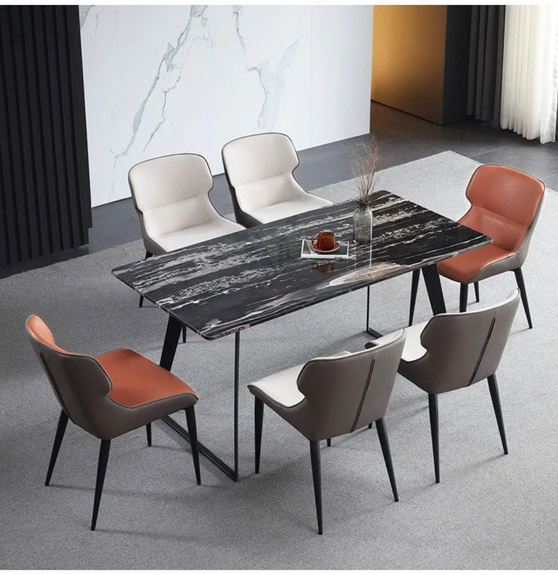 Sedie da pranzo dal design moderno con braccioli con schienale alto Sedie da pranzo pelle per cucina (set di 2) Clearhalo