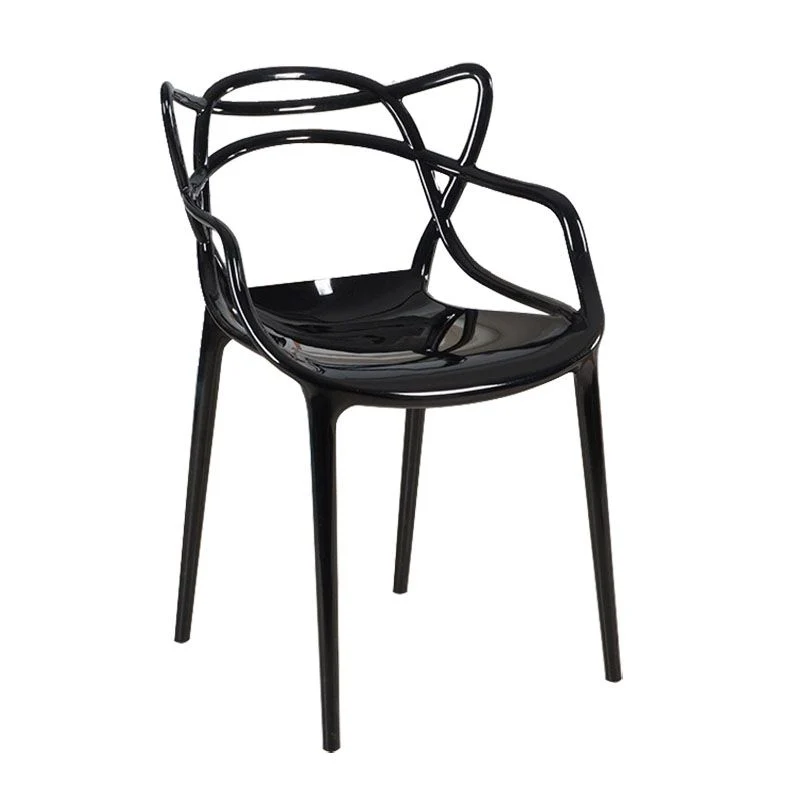 Sedie da pranzo dal design scandinavo con braccioli e schienale aperto, sedia laterale plastica Clearhalo