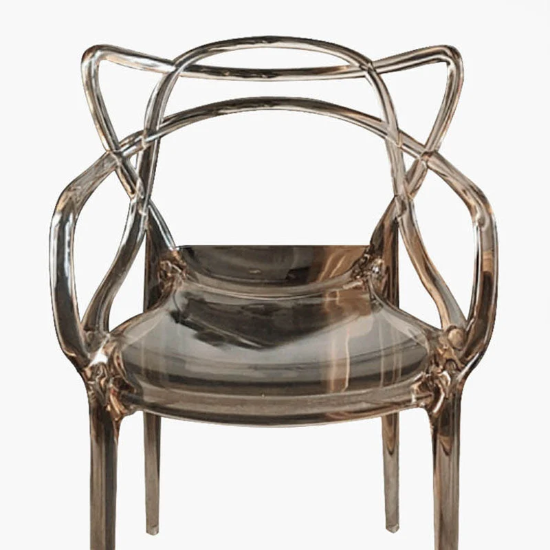 Sedie da pranzo dal design scandinavo con braccioli e schienale aperto, sedia laterale plastica Clearhalo