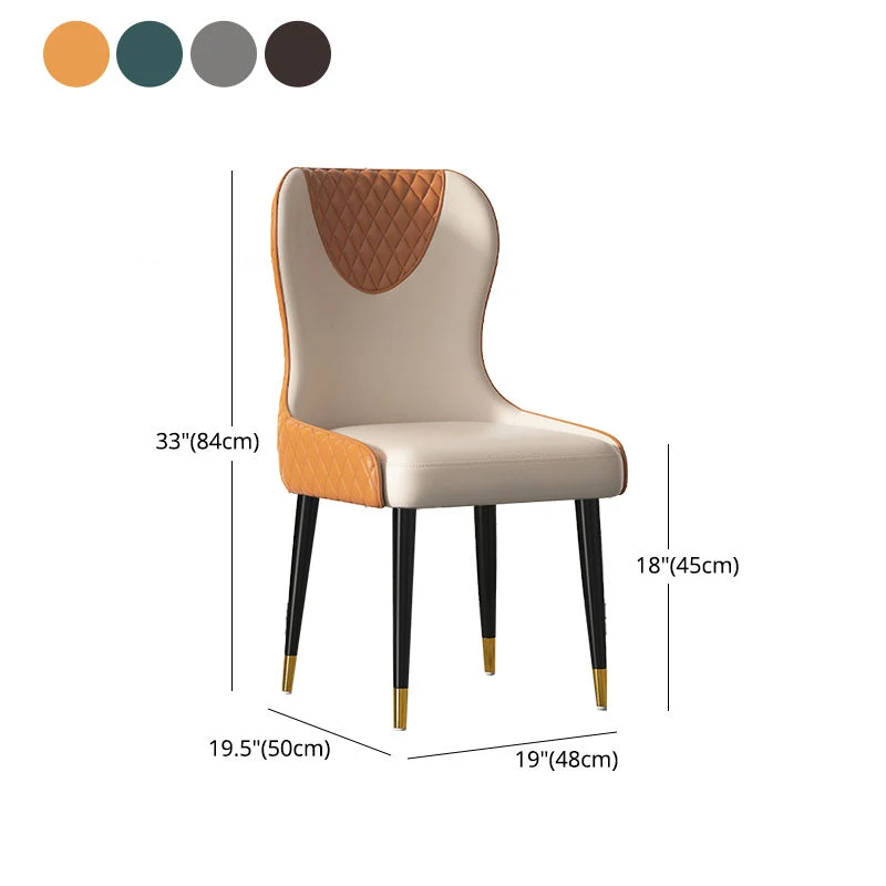 Sedie da pranzo ecopelle con schienale massiccio senza braccioli stile nordico Clearhalo