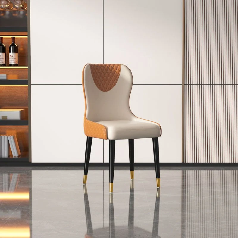 Sedie da pranzo ecopelle con schienale massiccio senza braccioli stile nordico Clearhalo
