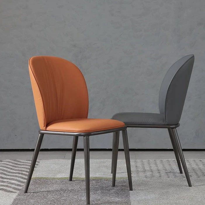 Sedie da pranzo ecopelle dal design contemporaneo Sedia da pranzo senza braccioli con schienale massiccio Clearhalo