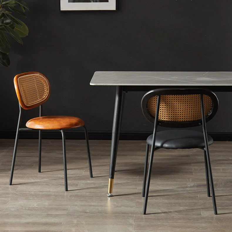 Sedie da pranzo ecopelle dal design industriale. Sedia laterale con schienale aperto Clearhalo