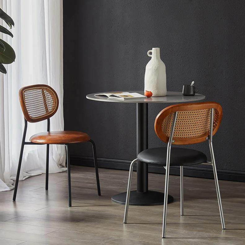 Sedie da pranzo ecopelle dal design industriale. Sedia laterale con schienale aperto Clearhalo