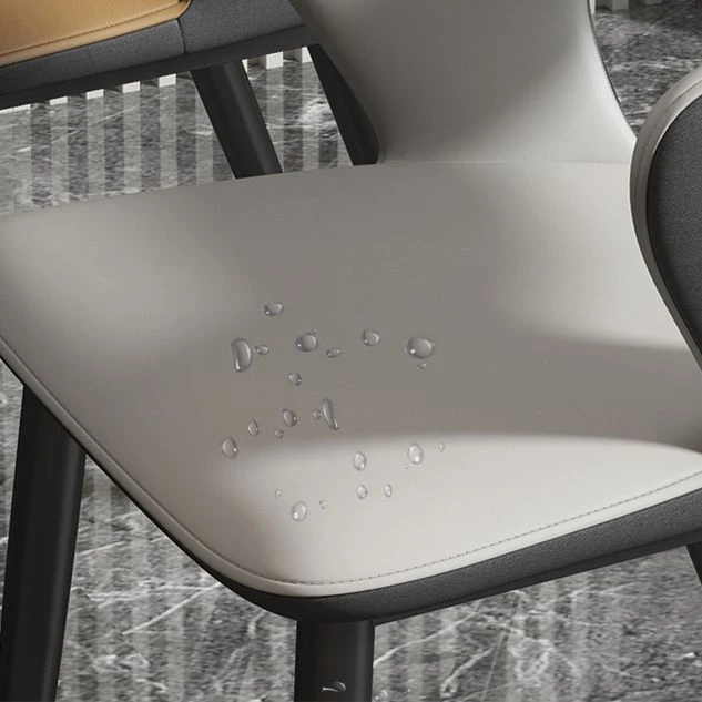Sedie da pranzo ecopelle Poltrona industriale con schienale aperto e gambe nere Clearhalo