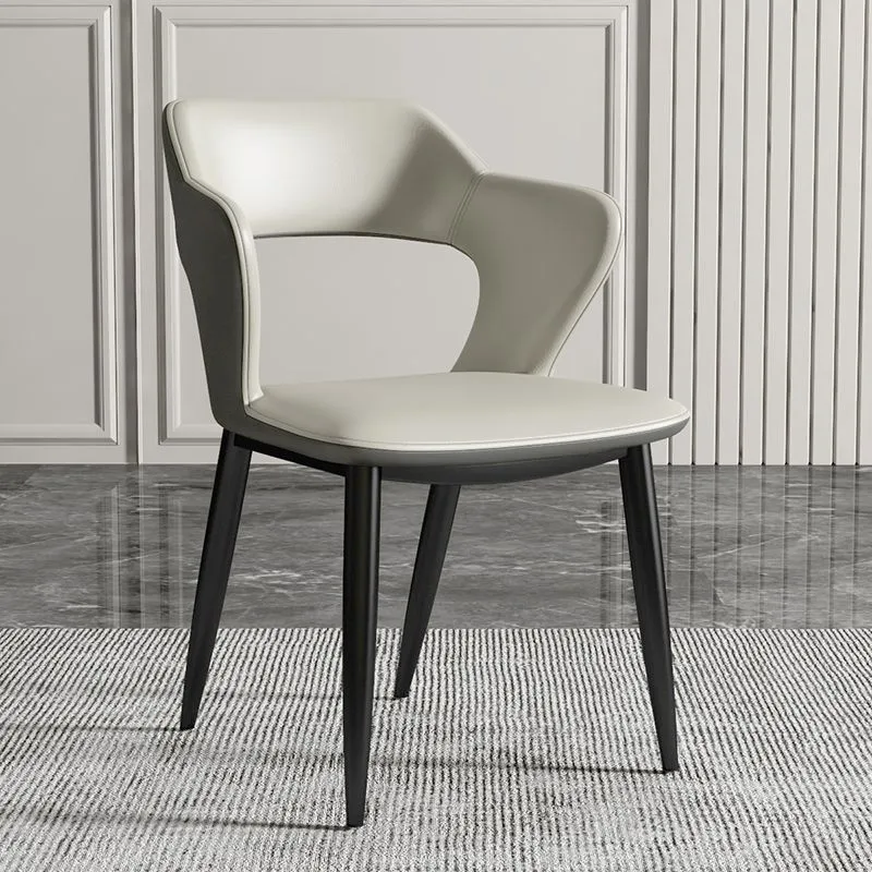 Sedie da pranzo ecopelle Poltrona industriale con schienale aperto e gambe nere Clearhalo