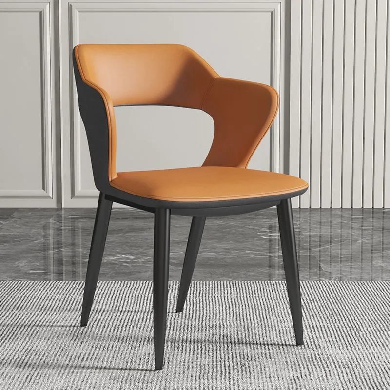Sedie da pranzo ecopelle Poltrona industriale con schienale aperto e gambe nere Clearhalo