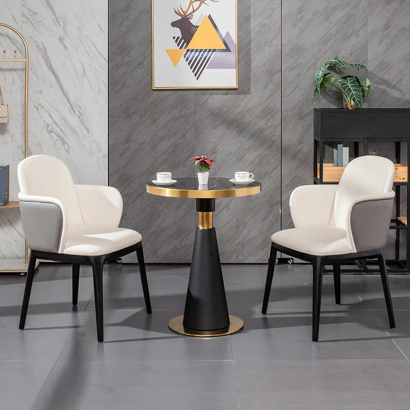 Sedie da pranzo ecopelle Poltrona stile industriale con gamba nera Clearhalo