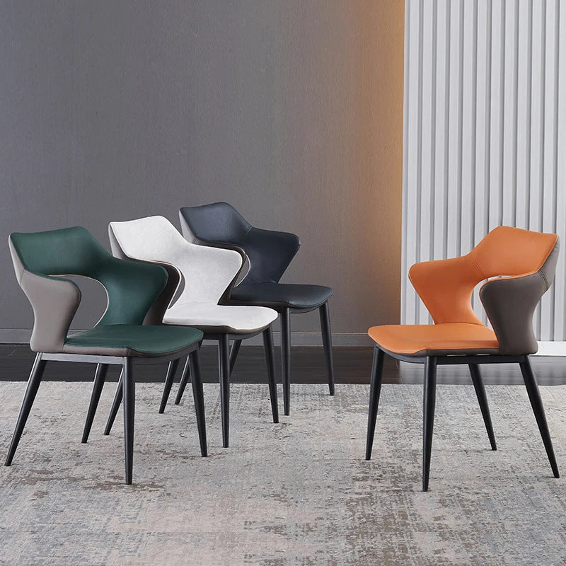 Sedie da pranzo ecopelle Sedia con braccioli con schienale aperto stile moderno per sala da pranzo Clearhalo