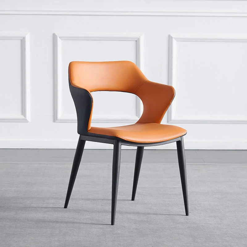 Sedie da pranzo ecopelle Sedia con braccioli con schienale aperto stile moderno per sala da pranzo Clearhalo