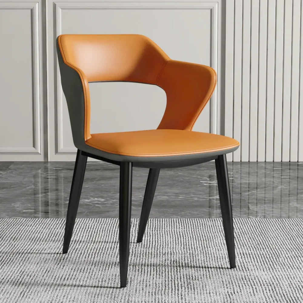 Sedie da pranzo ecopelle Sedia con braccioli con schienale aperto stile moderno per sala da pranzo Clearhalo