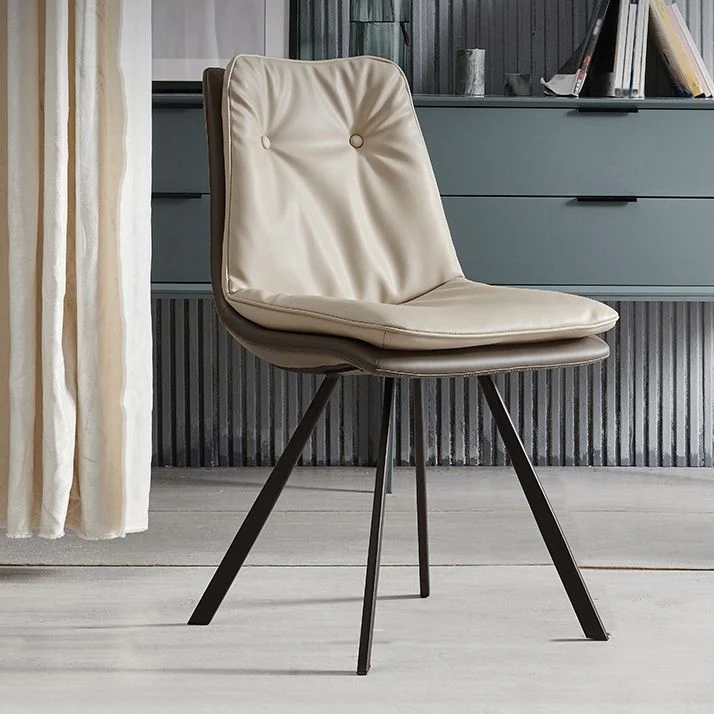 Sedie da pranzo ecopelle stile contemporaneo Sedia con schienale massiccio senza braccioli Clearhalo