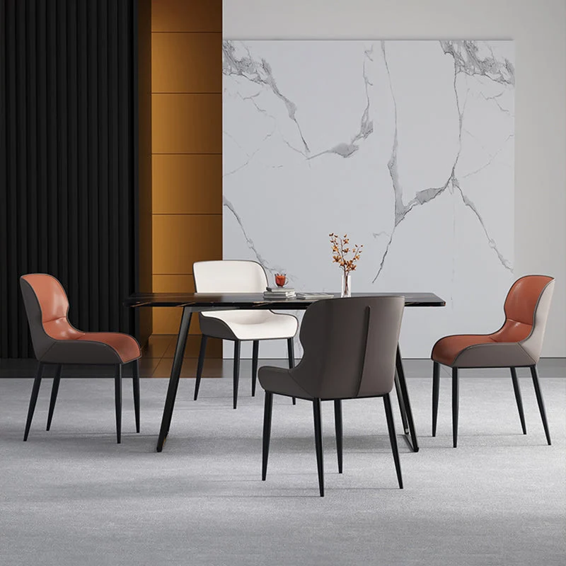 Sedie da pranzo ecopelle stile industriale con bracciolo Wingback Parsons Chair Clearhalo