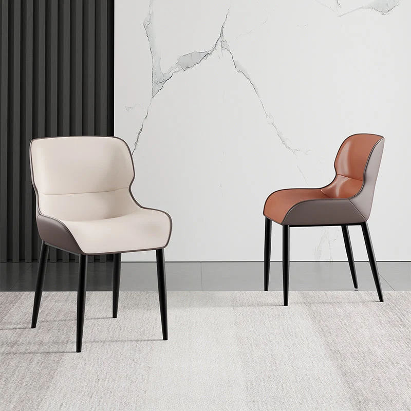 Sedie da pranzo ecopelle stile industriale con bracciolo Wingback Parsons Chair Clearhalo