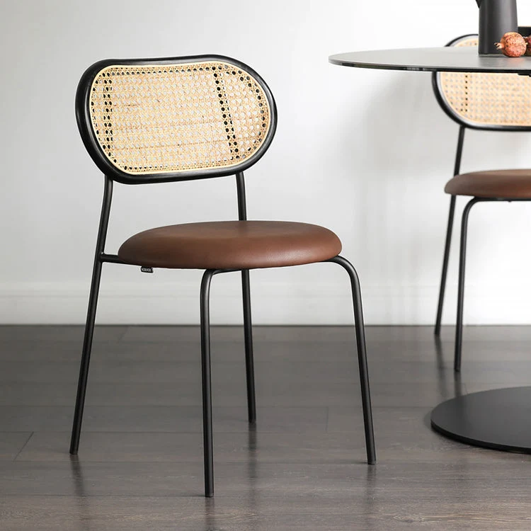 Sedie da pranzo ecopelle stile industriale Sedia da pranzo laterale con schienale aperto Clearhalo