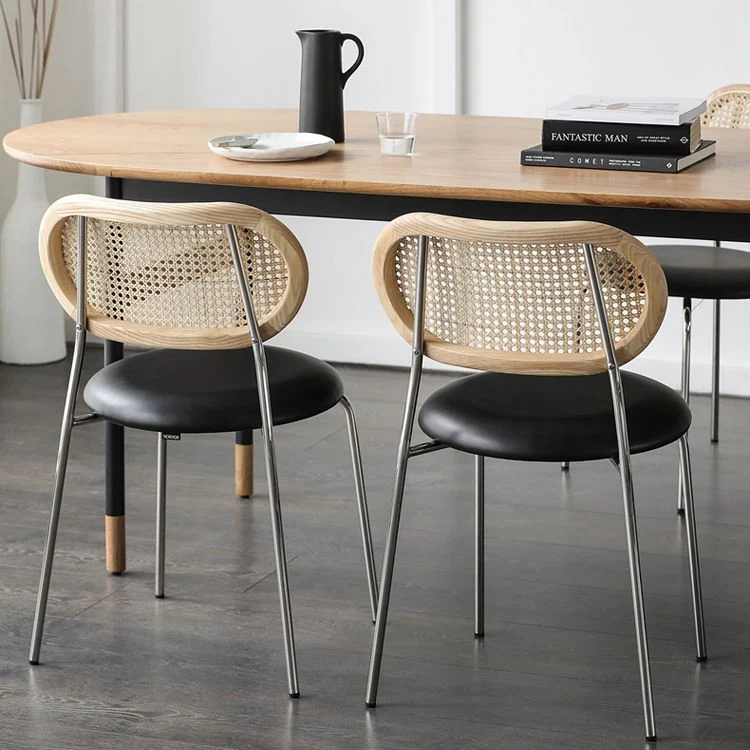 Sedie da pranzo ecopelle stile industriale Sedia da pranzo laterale con schienale aperto Clearhalo