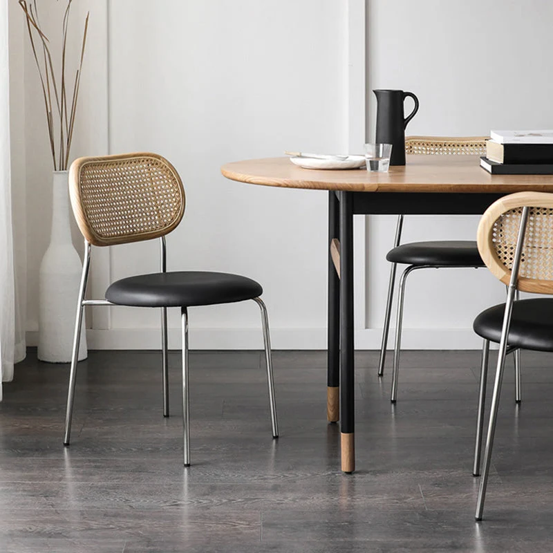 Sedie da pranzo ecopelle stile industriale Sedia da pranzo laterale con schienale aperto Clearhalo