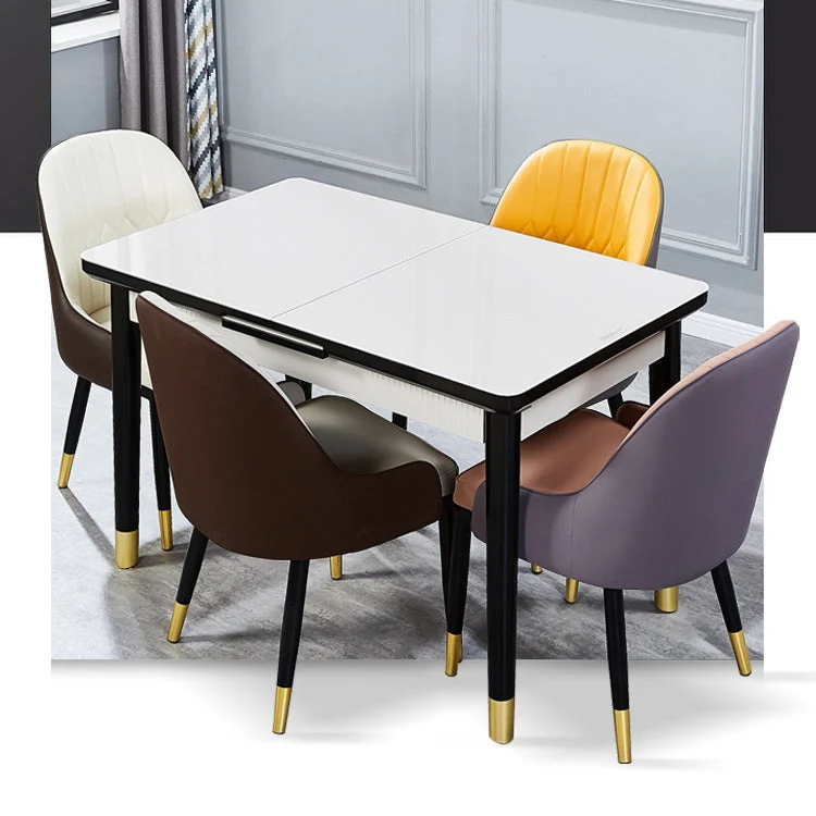 Sedie da pranzo Glam ecopelle Sedia da pranzo senza braccioli metallo per uso domestico Clearhalo