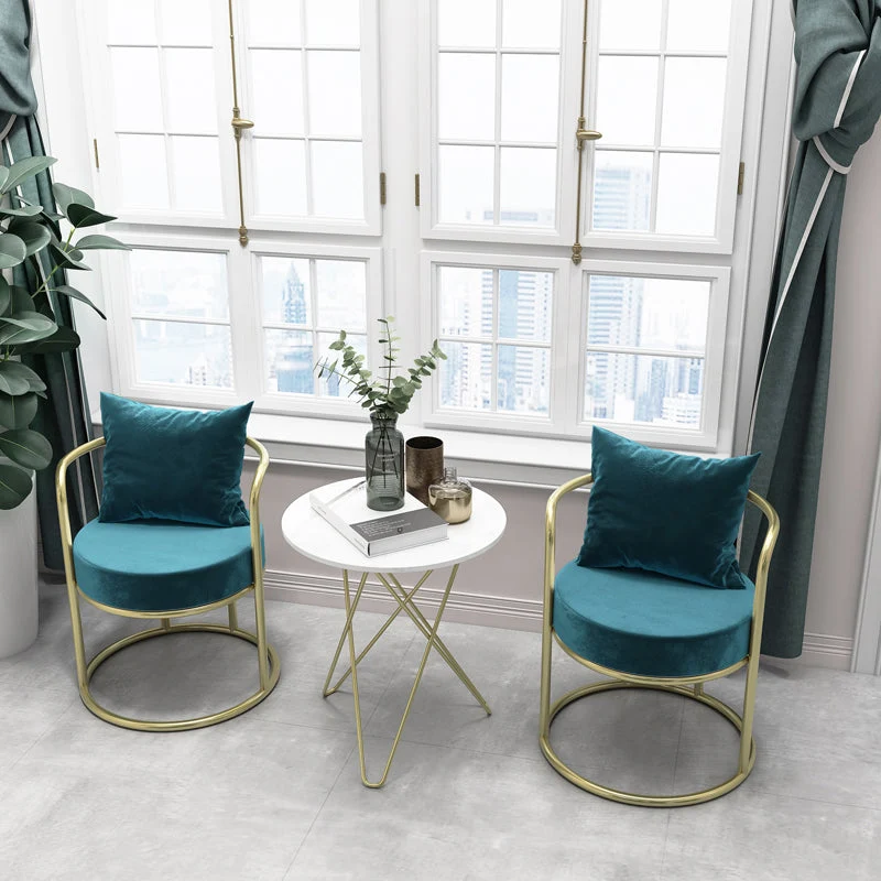 Sedie da pranzo Glam Velvet Arm Sedia da pranzo metallo per uso domestico Clearhalo