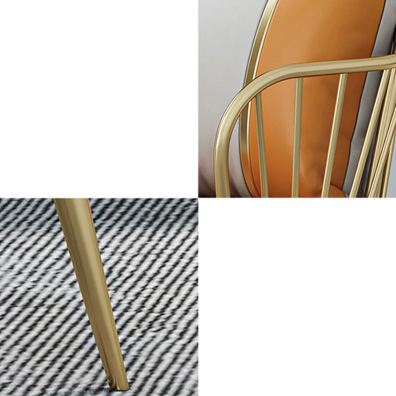 Sedie da pranzo imbottite Glam Poltrone con braccioli con schienale Windsor arancione Clearhalo