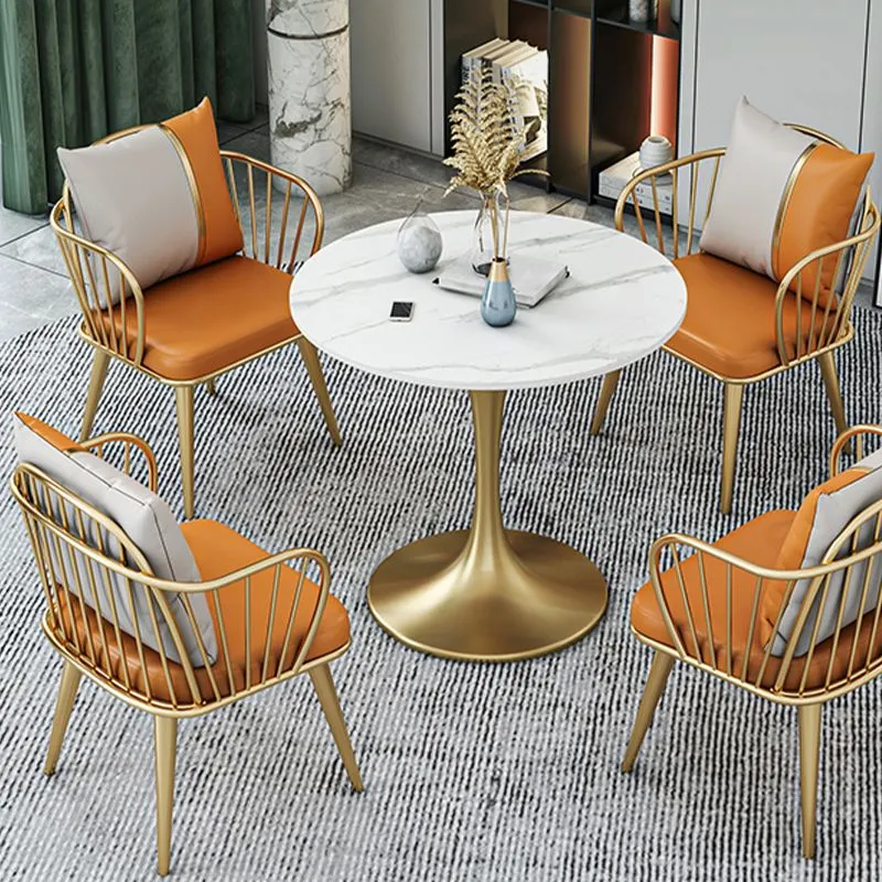 Sedie da pranzo imbottite Glam Poltrone con braccioli con schienale Windsor arancione Clearhalo