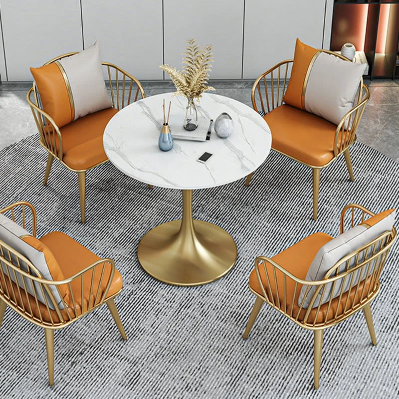 Sedie da pranzo imbottite Glam Poltrone con braccioli con schienale Windsor arancione Clearhalo