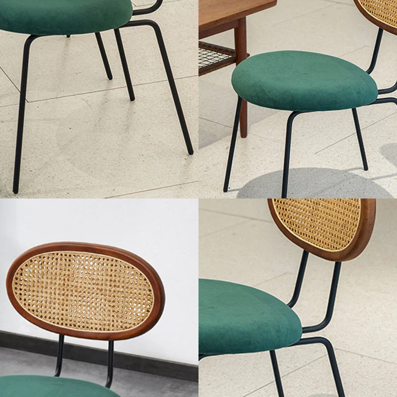 Sedie da pranzo imbottite Sedia da pranzo laterale con schienale aperto e gambe metallo nero Clearhalo