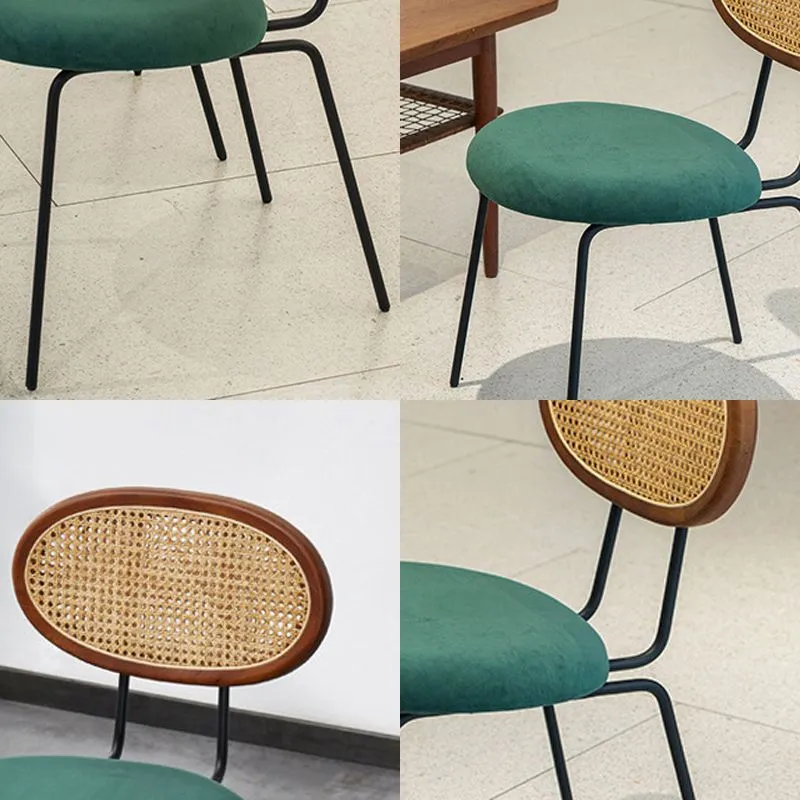 Sedie da pranzo imbottite Sedia da pranzo laterale con schienale aperto e gambe metallo nero Clearhalo