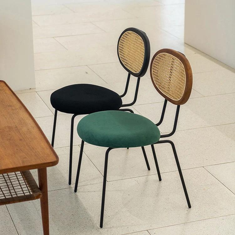 Sedie da pranzo imbottite Sedia da pranzo laterale con schienale aperto e gambe metallo nero Clearhalo