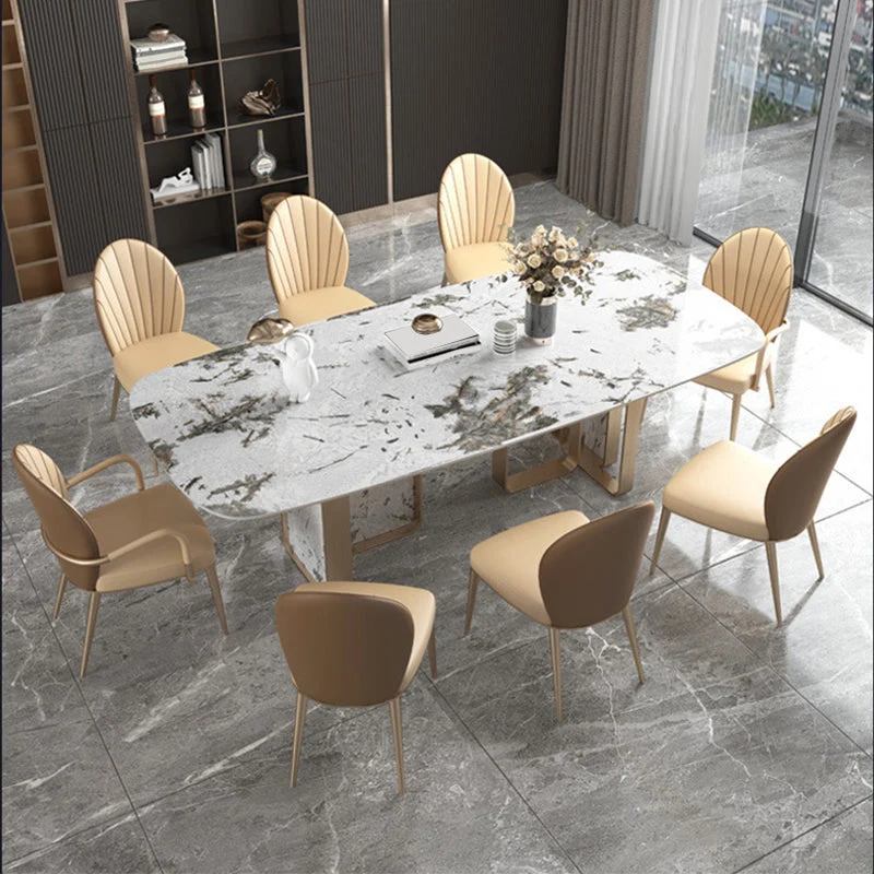 Sedie da pranzo imbottite Sedie da pranzo da cucina ecopelle beige Clearhalo