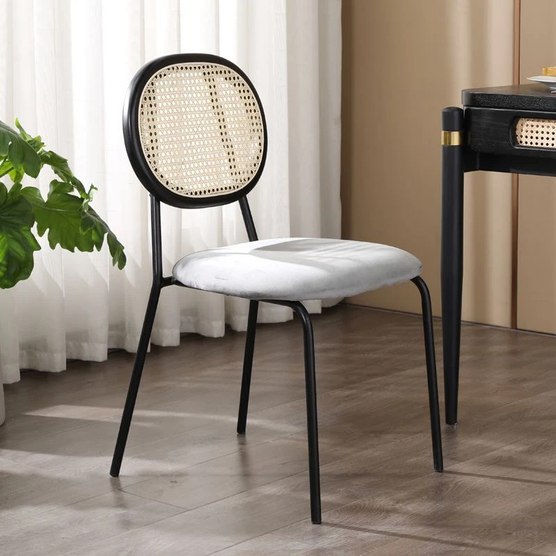 Sedie da pranzo imbottite senza braccioli Sedia laterale con schienale aperto e gambe metallo Clearhalo