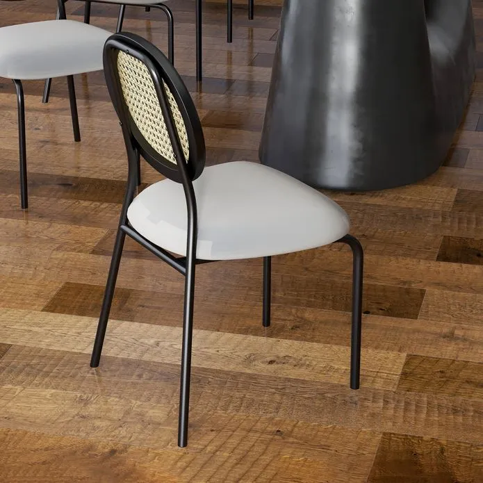 Sedie da pranzo imbottite senza braccioli Sedia laterale con schienale aperto e gambe metallo Clearhalo