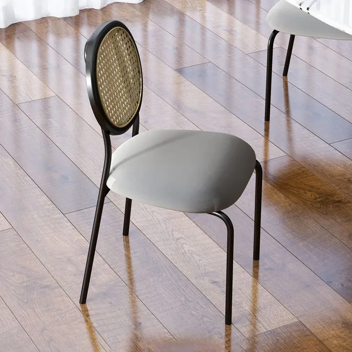 Sedie da pranzo imbottite senza braccioli Sedia laterale con schienale aperto e gambe metallo Clearhalo