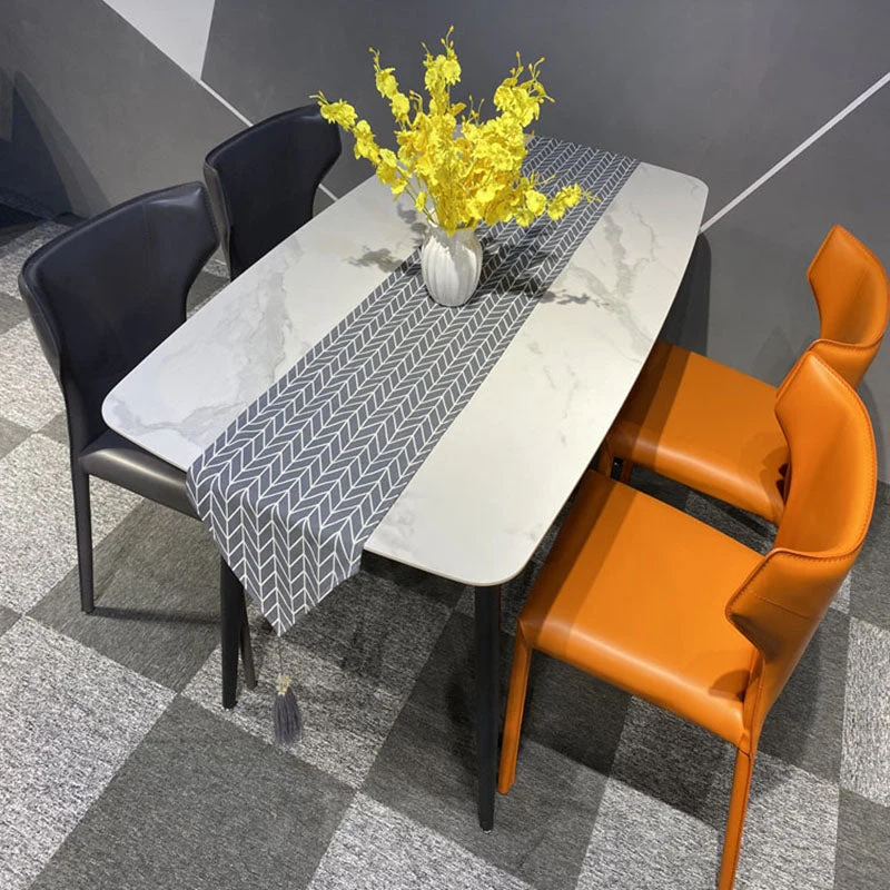 Sedie da pranzo imbottite senza braccioli Sedie laterali pelle per la casa con gambe metallo Clearhalo
