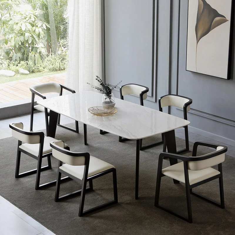 Sedie da pranzo imbottite senza braccioli stile minimalista Sedia da pranzo laterale con schienale aperto (set di 2) Clear...
