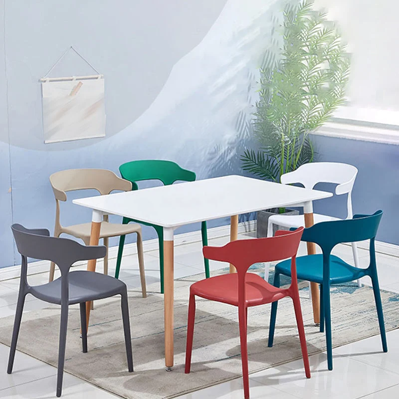 Sedie da pranzo impilabili con schienale aperto Sedia da pranzo laterale senza braccioli plastica Clearhalo