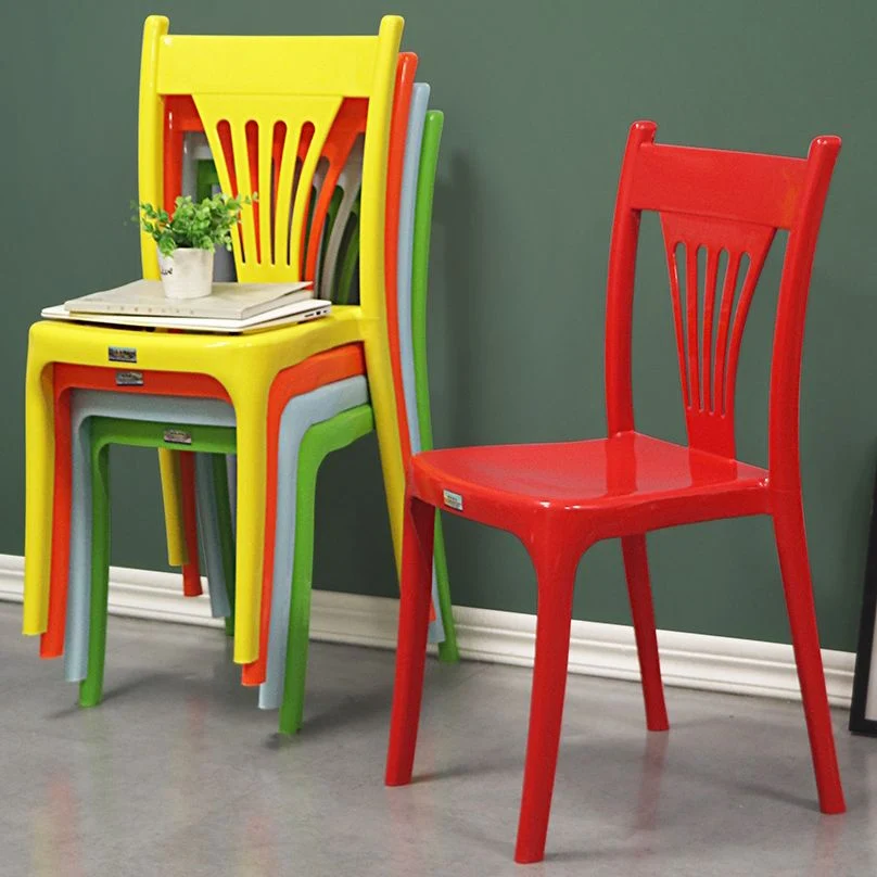 Sedie da pranzo impilabili con schienale doghe plastica stile moderno per la casa Clearhalo
