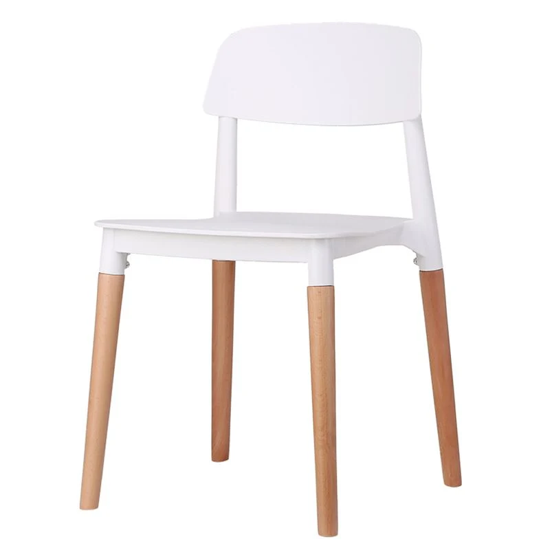 Sedie da pranzo impilabili plastica senza braccioli Sedia laterale con schienale aperto e gambe legno Clearhalo