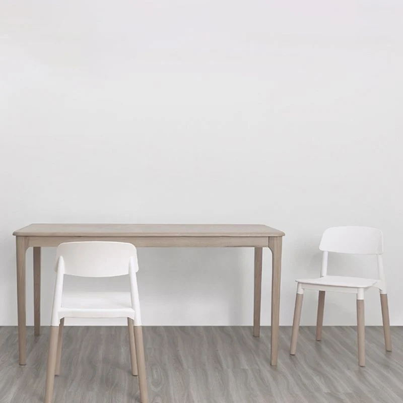 Sedie da pranzo impilabili plastica senza braccioli Sedia laterale con schienale aperto e gambe legno Clearhalo