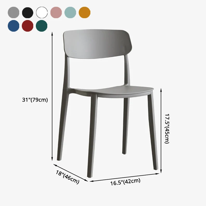 Sedie da pranzo impilabili senza braccioli Sedia da pranzo laterale plastica con schienale aperto (set di 4) Clearhalo
