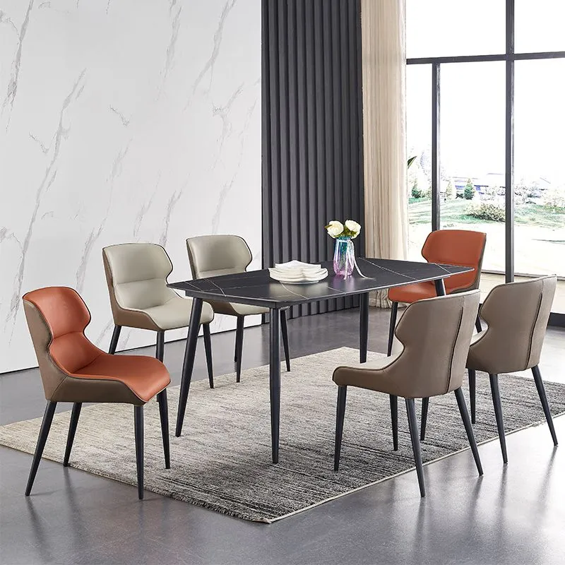 Sedie da pranzo industriali con bracciolo Wingback per sedia da pranzo laterale pelle per la casa Clearhalo