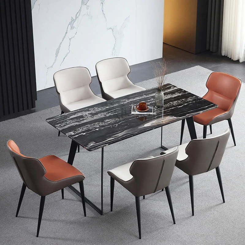 Sedie da pranzo industriali ecopelle Sedia laterale con bracciolo Wingback per cucina Clearhalo
