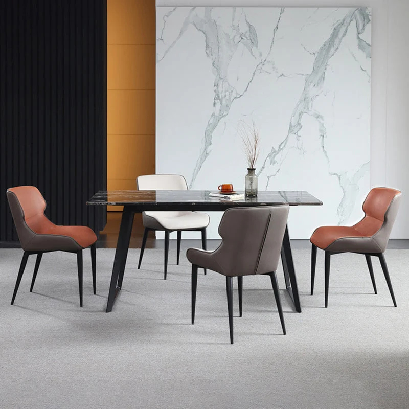 Sedie da pranzo industriali ecopelle Sedia laterale con bracciolo Wingback per cucina Clearhalo